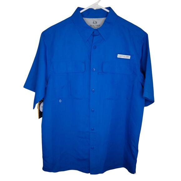 Realtree Nwt Short Sleeve Fishing Guide Shirt Lapis Blue Small - Picture 1 of 6
